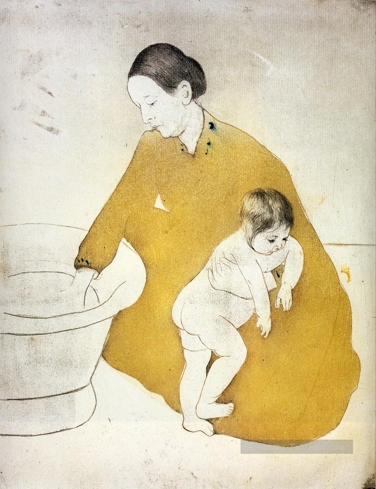 Le Bain 1891 mères des enfants Mary Cassatt Peintures à l'huile